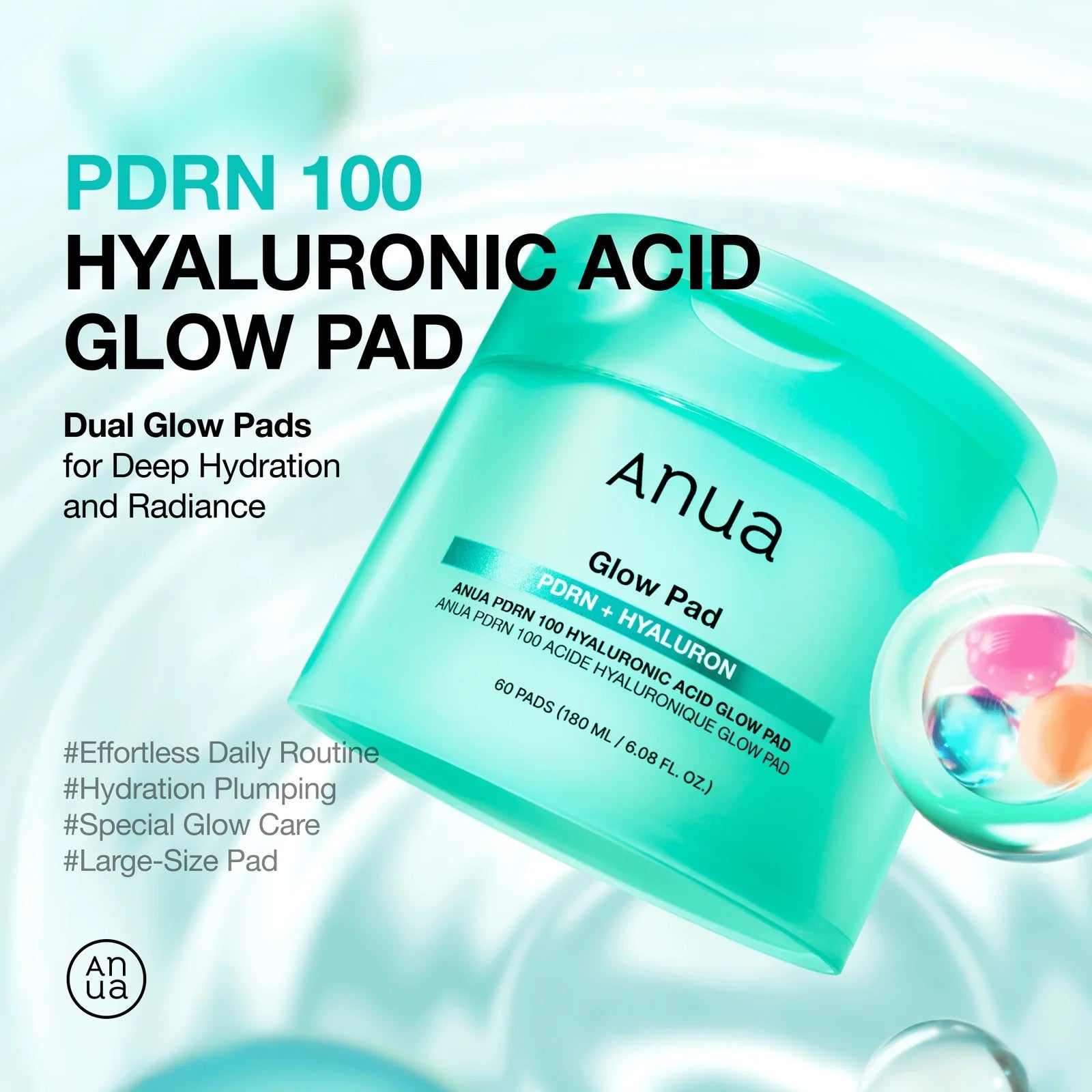Anua PDRN+Hyaluronic Glow Pad 60 Pads 6.08 oz